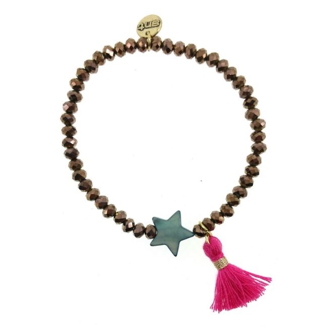 PULSERA CUENTAS FACETADAS FLECO