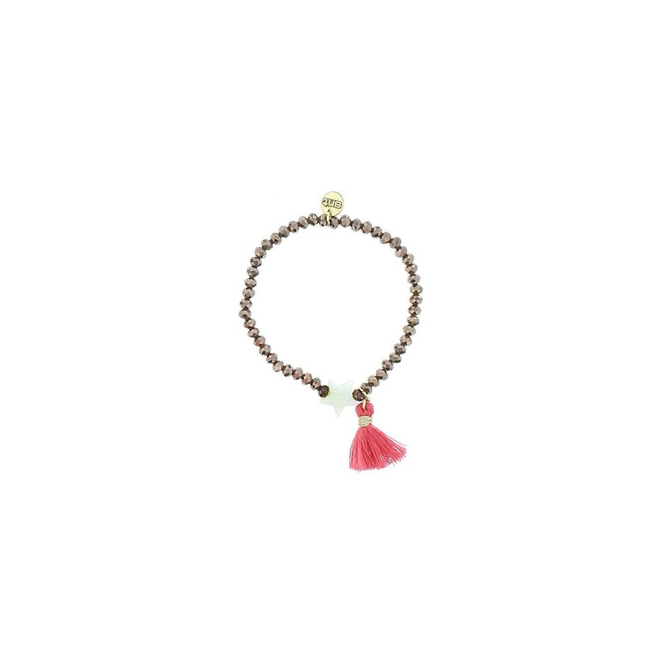 PULSERA CUENTAS FACETADAS FLECO