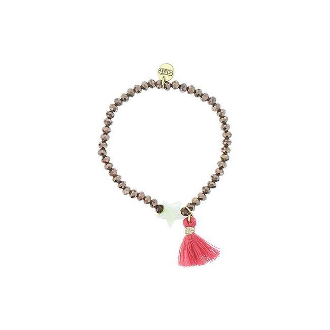 PULSERA CUENTAS FACETADAS FLECO