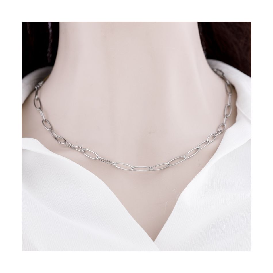 STEEL SHORT NECKLACE WITH OVAL CHAIN