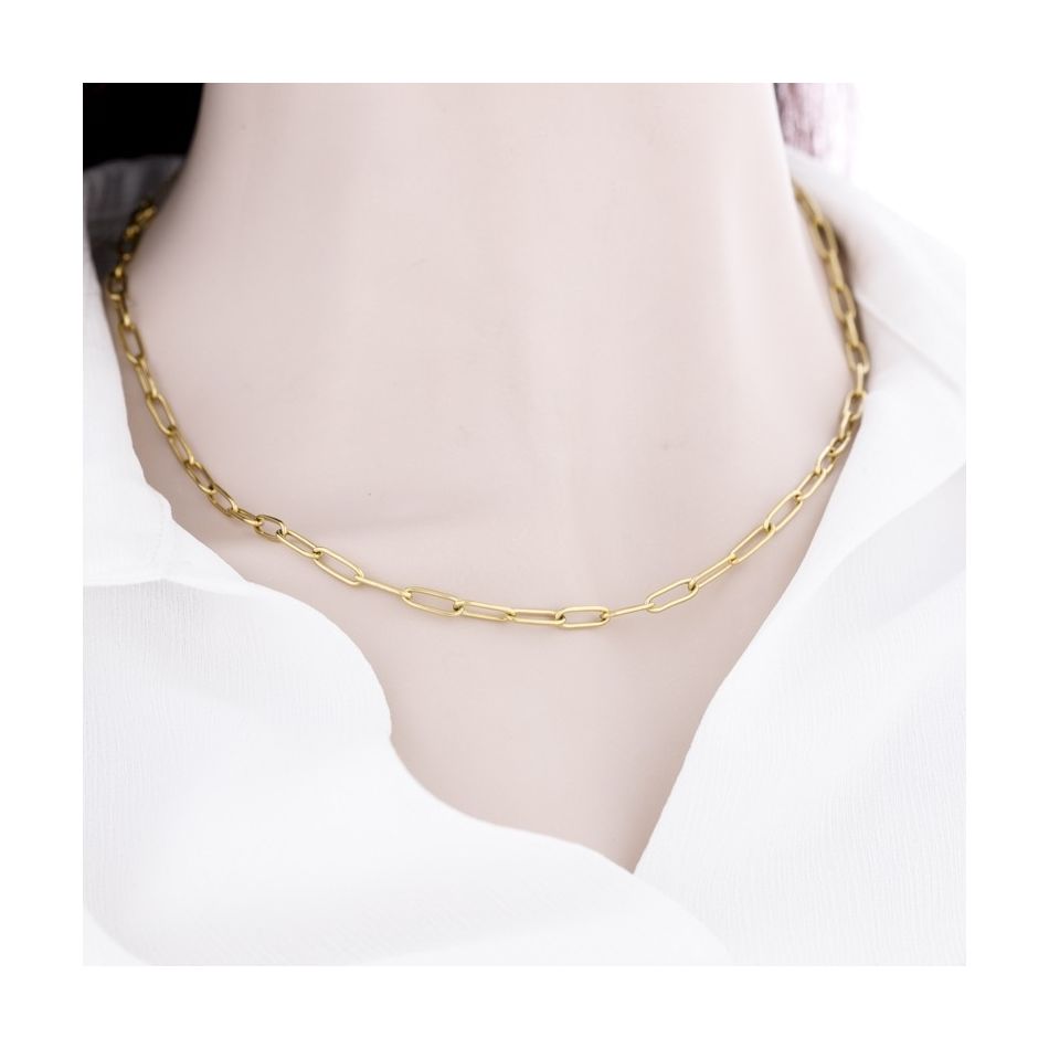 STEEL SHORT NECKLACE WITH RECTANGULAR CHAIN
