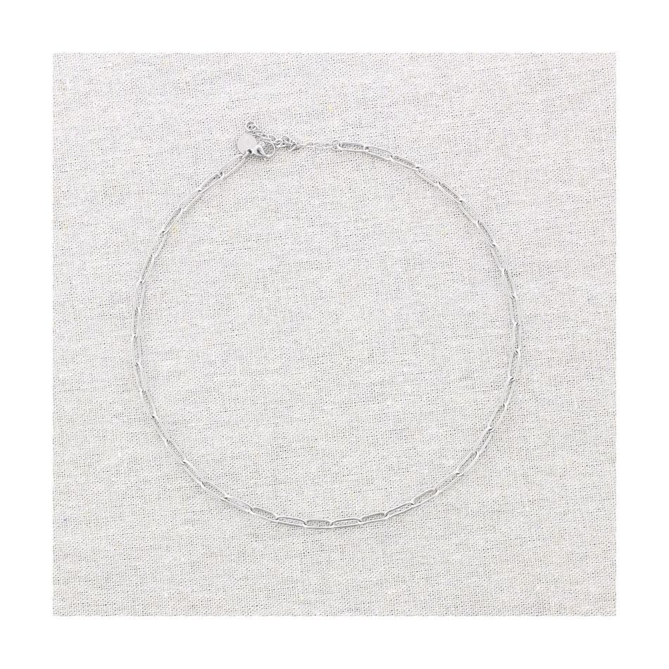 STEEL SHORT NECKLACE WITH RECTANGULAR CHAIN
