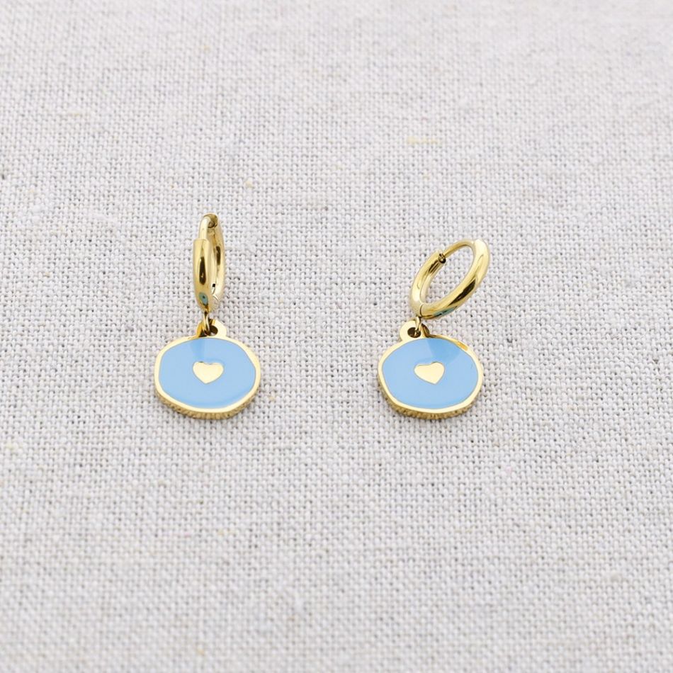 PENDIENTES ACERO MEDALLITA ESMALTE CORAZÓN