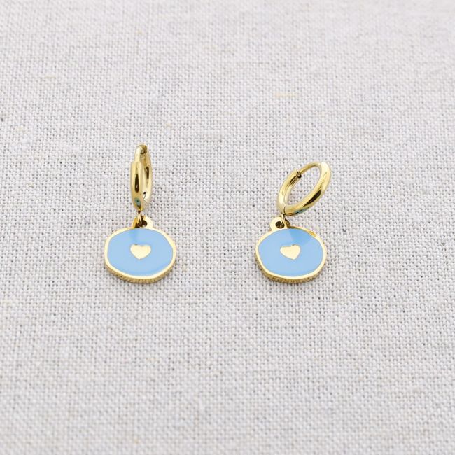 PENDIENTES ACERO MEDALLITA ESMALTE CORAZÓN