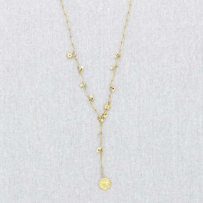 STONE PENDANT CHAIN STEEL NECKLACE 52CM