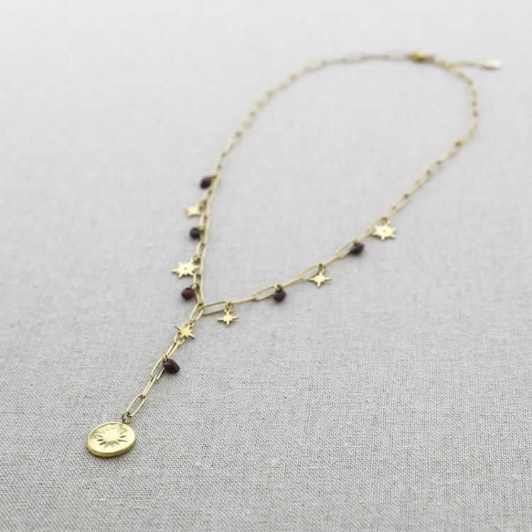 COLLAR ACERO CADENA COLGANTE PIEDRAS 52CM