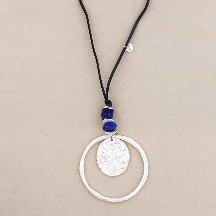 LONG DOUBLE METAL PENDANT NECKLACE