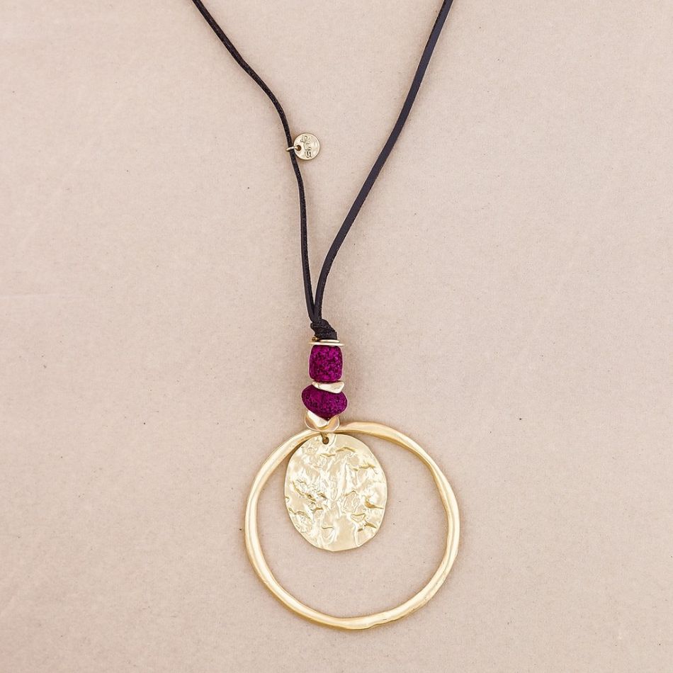 LONG DOUBLE METAL PENDANT NECKLACE