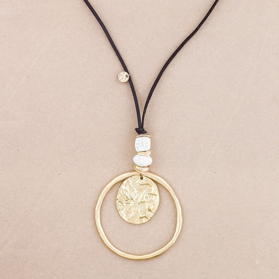 LONG DOUBLE METAL PENDANT NECKLACE