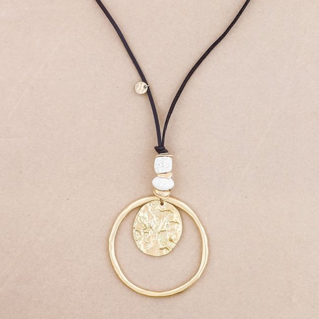 LONG DOUBLE METAL PENDANT NECKLACE
