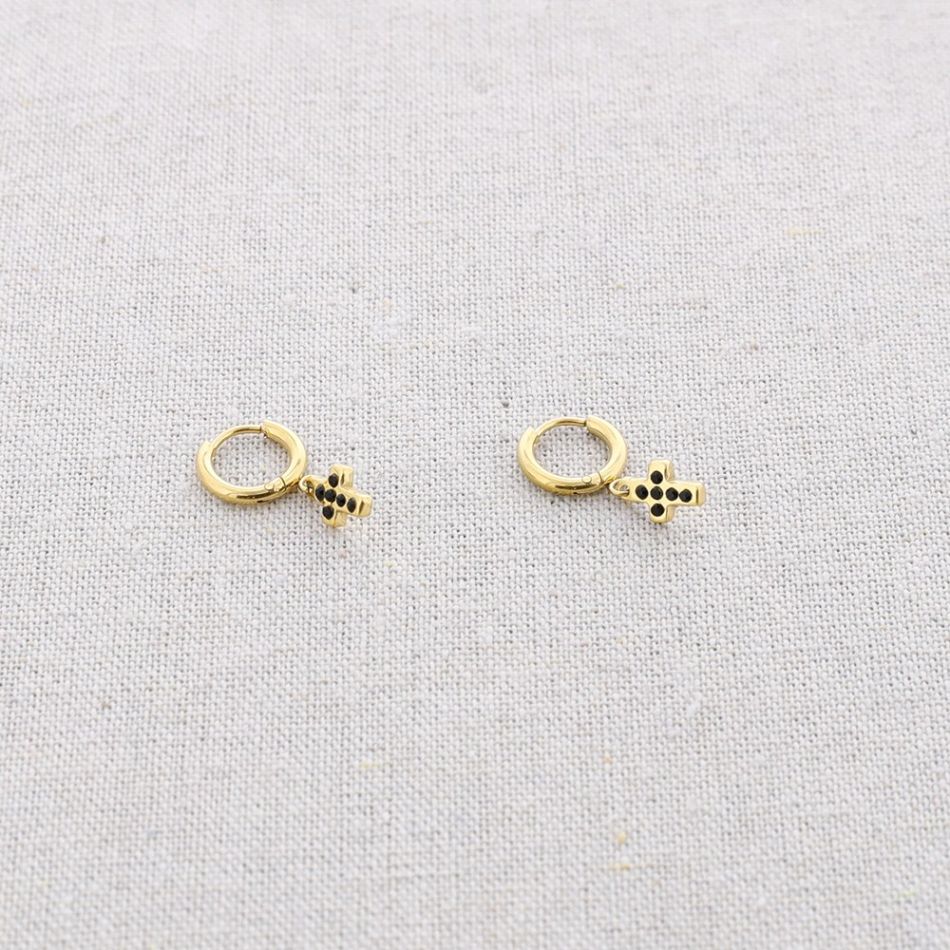 PENDIENTES ACERO ARO COLGANTE CRUZ