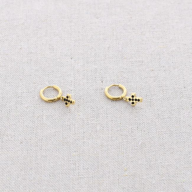 STEEL EARRINGS HANGING CROSS