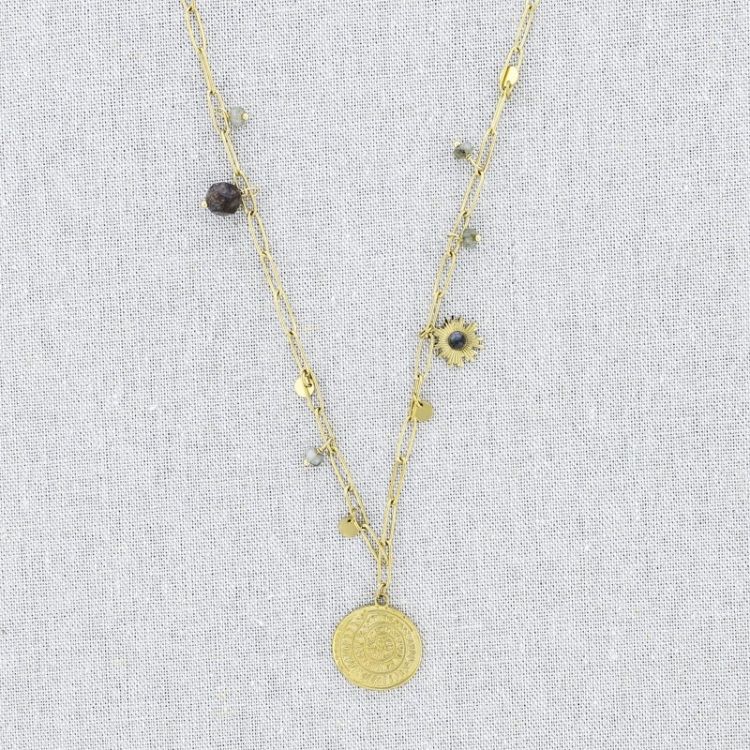 COLLAR ACERO CADENA COLGANTE PIEDRAS 60CM
