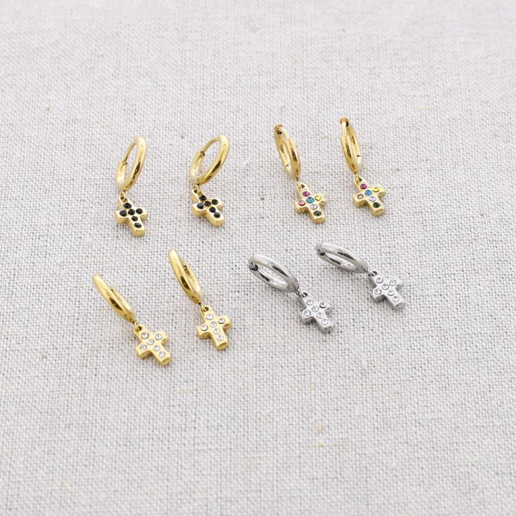 PENDIENTES ACERO ARO COLGANTE CRUZ 2