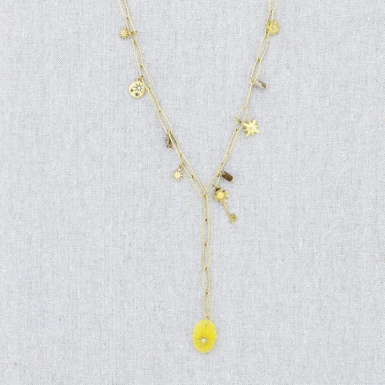 COLLAR ACERO CADENA COLGANTE PIEDRAS 50CM 2