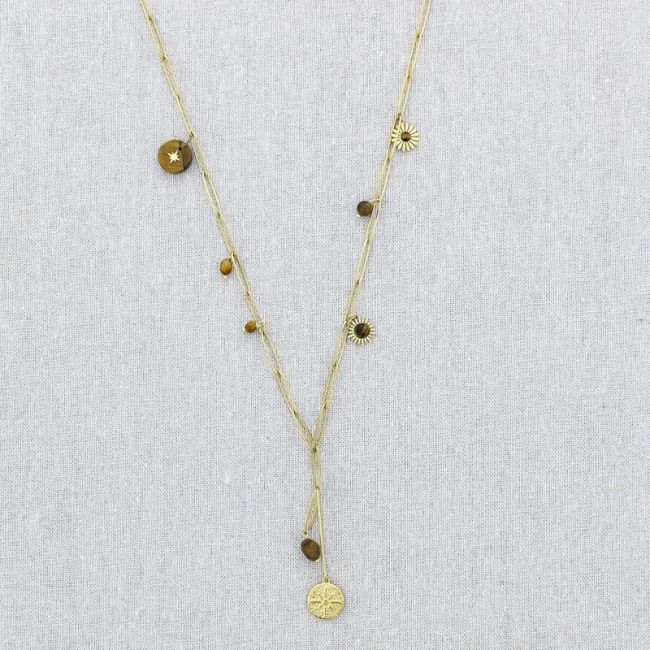 COLLAR ACERO CADENA COLGANTE PIEDRAS 71CM