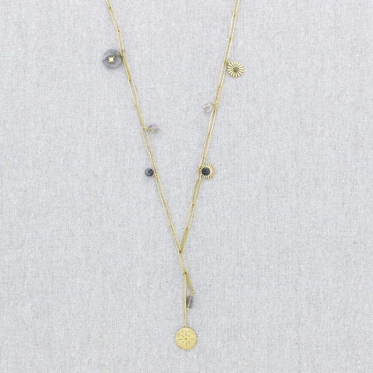 COLLAR ACERO CADENA COLGANTE PIEDRAS 71CM 2