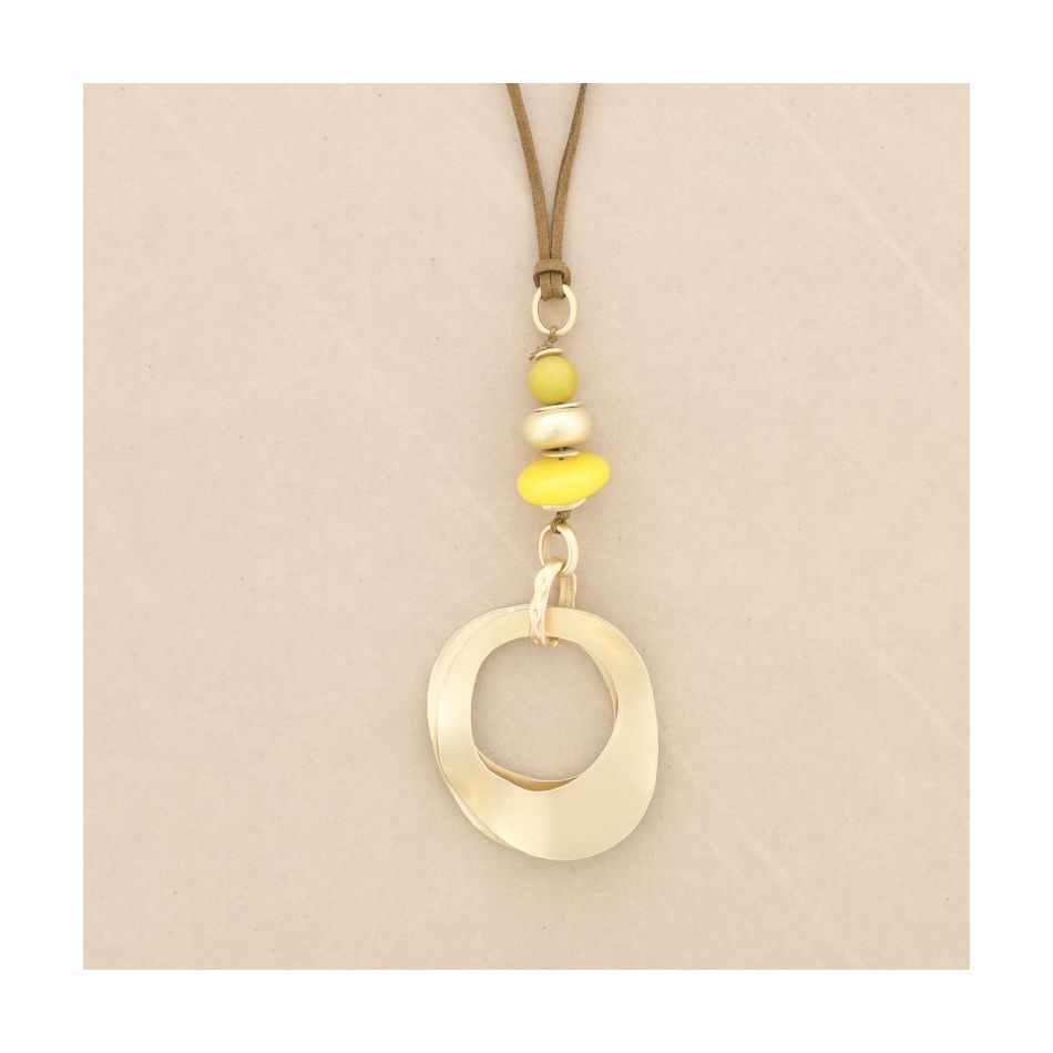 COLLAR LARGO COLGANTE PIEDRAS DOBLE ANILLA METAL