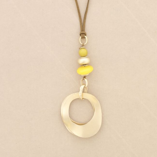 COLLAR LARGO COLGANTE PIEDRAS DOBLE ANILLA METAL