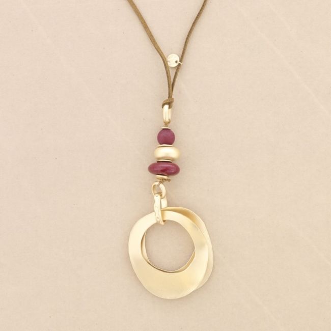 COLLAR LARGO COLGANTE PIEDRAS DOBLE ANILLA METAL