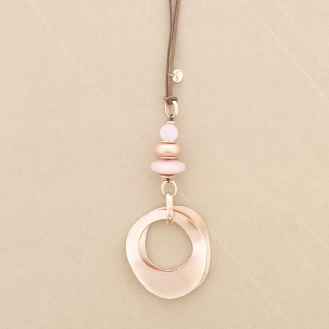 COLLAR LARGO COLGANTE PIEDRAS DOBLE ANILLA METAL