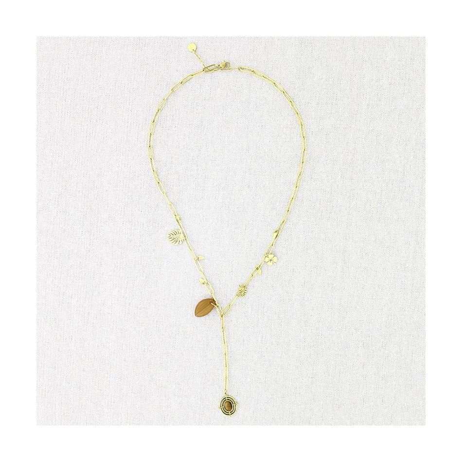 COLLAR ACERO CADENA COLGANTE PIEDRAS 50CM