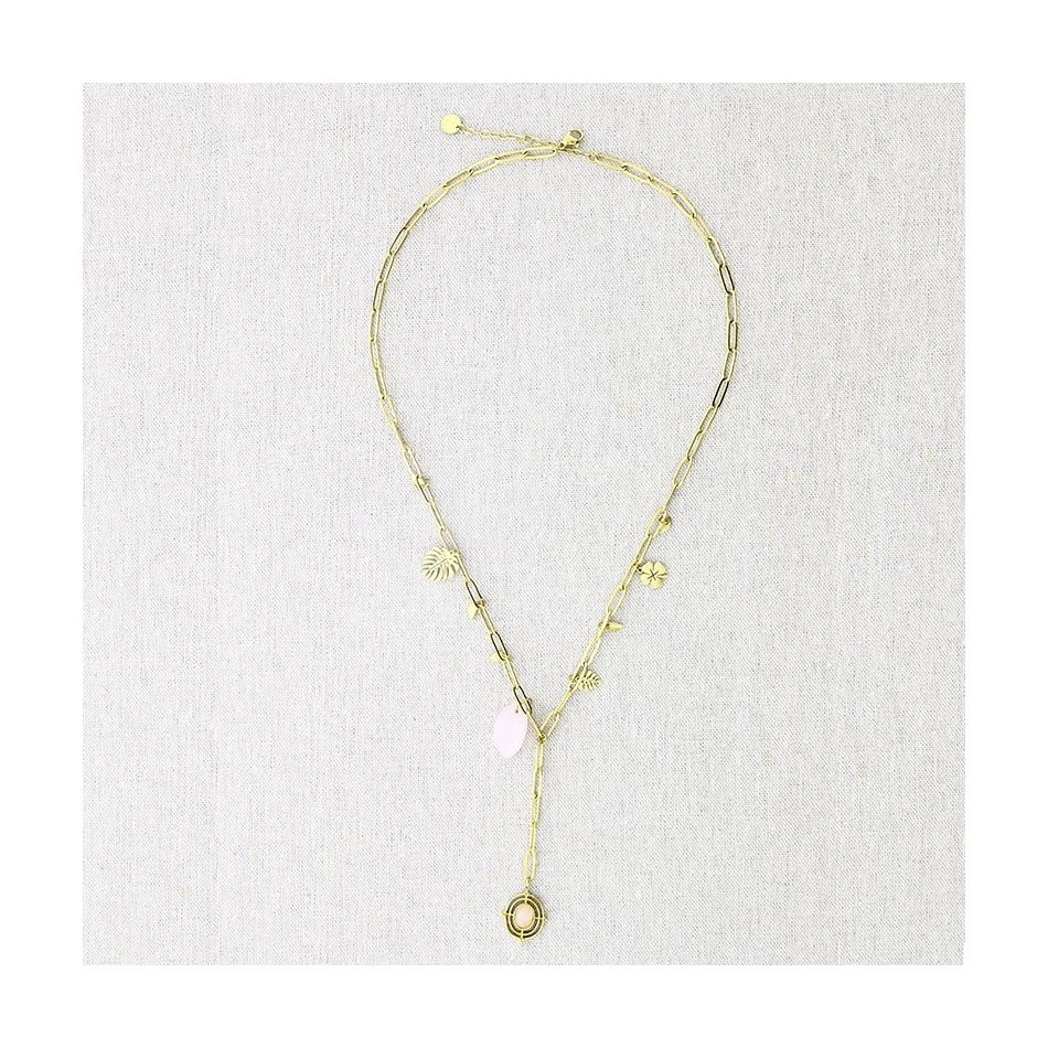 COLLAR ACERO CADENA COLGANTE PIEDRAS 50CM