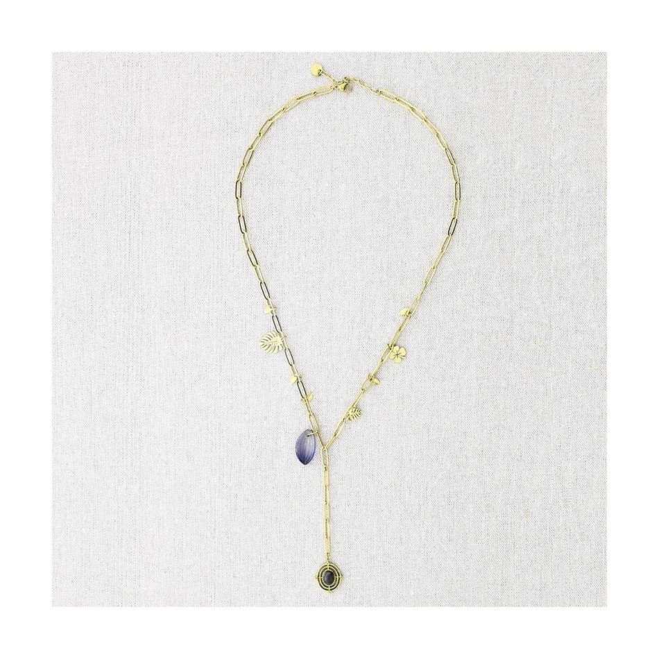 COLLAR ACERO CADENA COLGANTE PIEDRAS 50CM