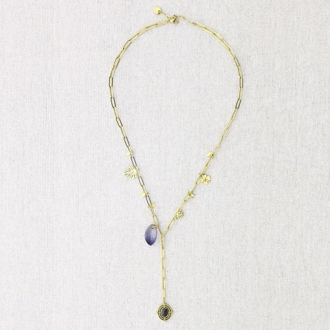 COLLAR ACERO CADENA COLGANTE PIEDRAS 50CM