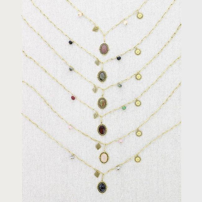 COLLAR ACERO CADENA COLGANTE PIEDRAS 50CM