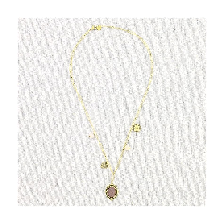 COLLAR ACERO CADENA COLGANTE PIEDRAS 50CM