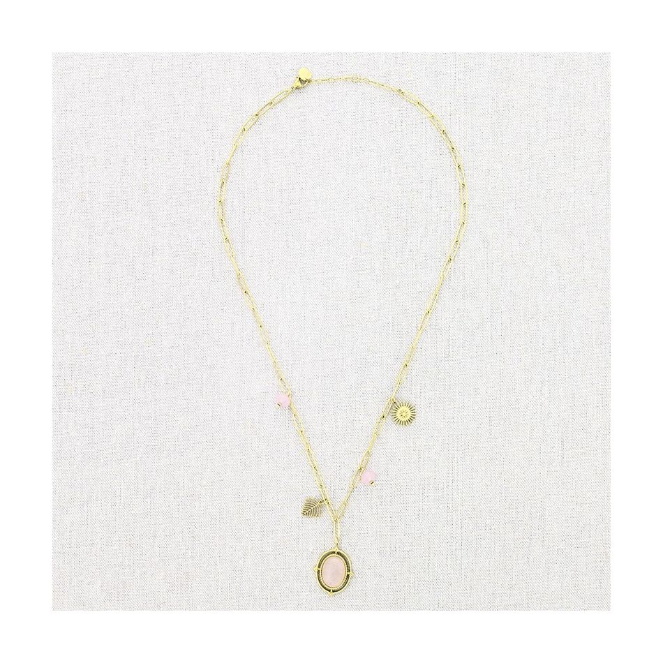 COLLAR ACERO CADENA COLGANTE PIEDRAS 50CM