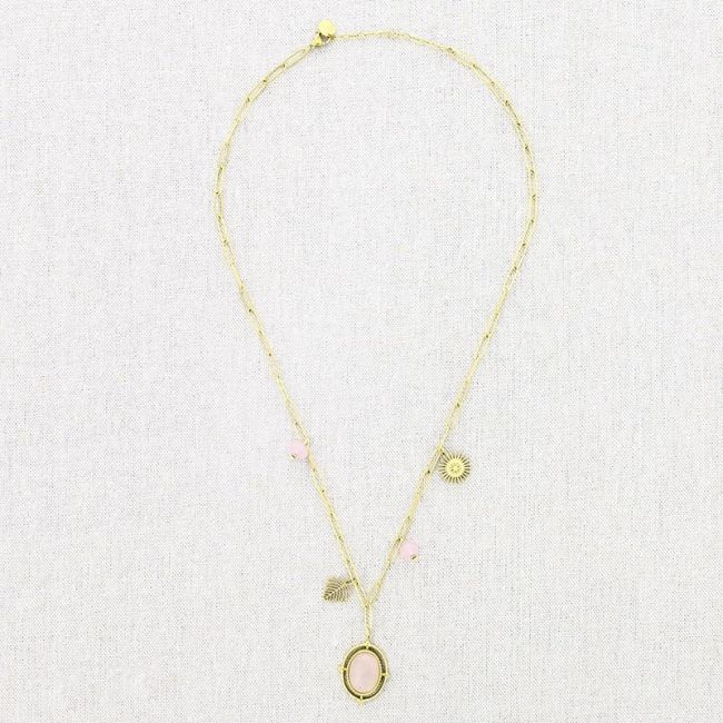COLLAR ACERO CADENA COLGANTE PIEDRAS 50CM