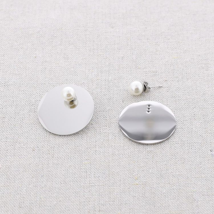 PENDIENTES ACERO MEDALLA PERLA