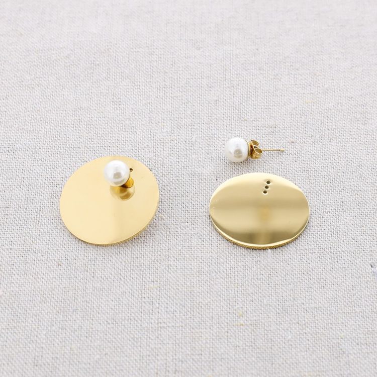 PENDIENTES ACERO MEDALLA PERLA 2