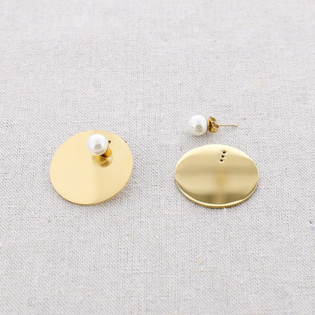 PENDIENTES ACERO MEDALLA PERLA