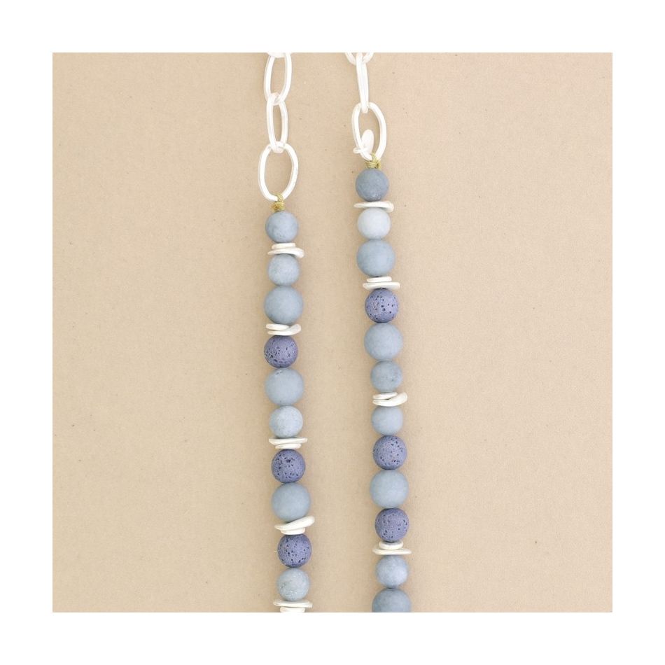 LONG NECKLACE WITH STONE BEADS CHAINS