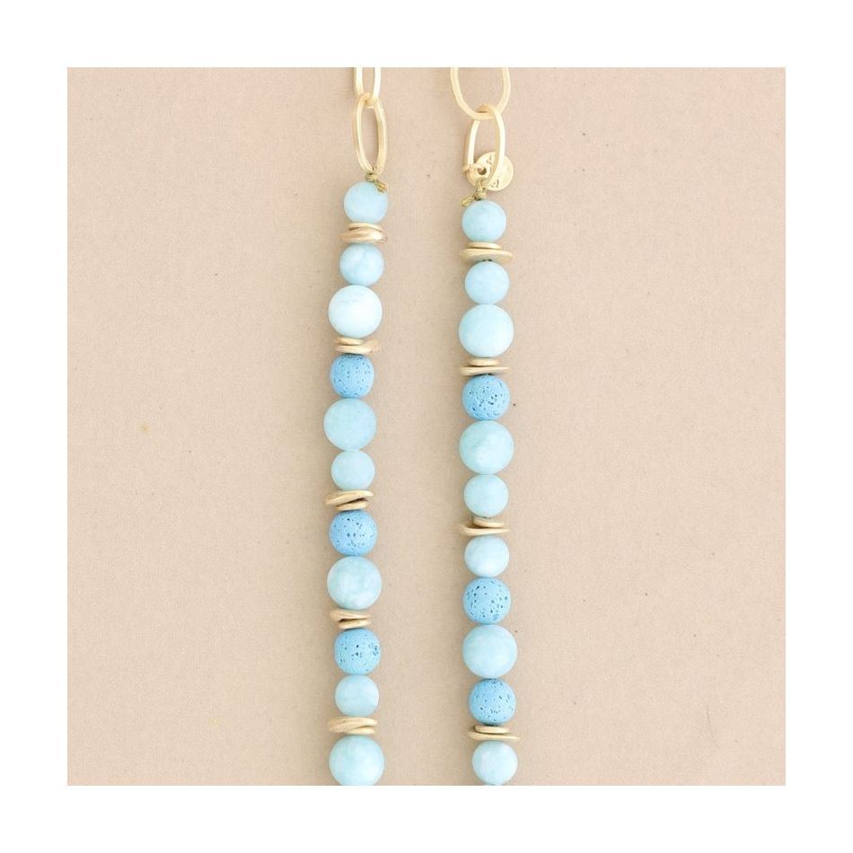 COLLAR LARGO CADENAS CUENTAS PIEDRAS