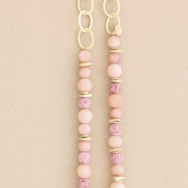 LONG NECKLACE WITH STONE BEADS CHAINS