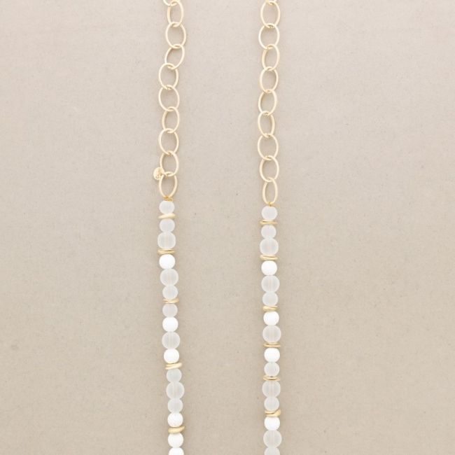 LONG NECKLACE WITH STONE BEADS CHAINS