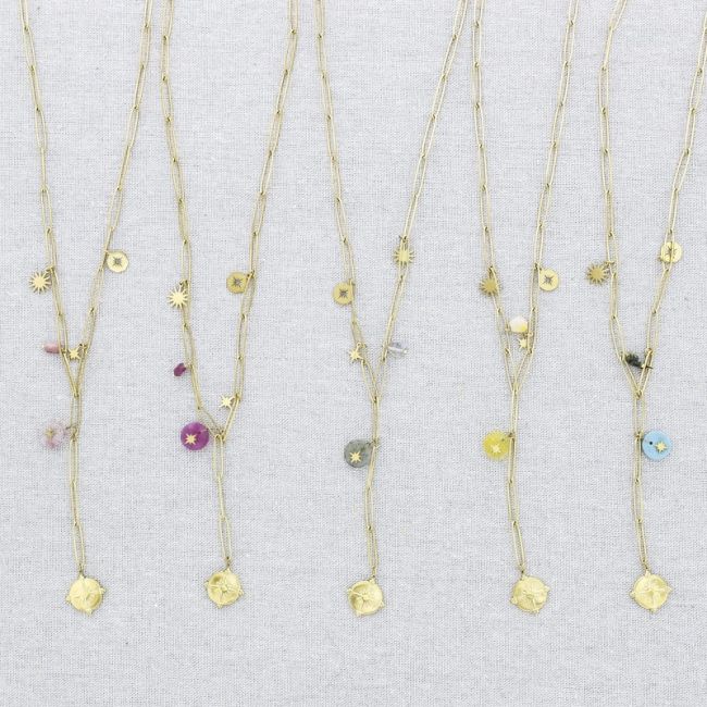 STONE PENDANT CHAIN STEEL NECKLACE 50CM