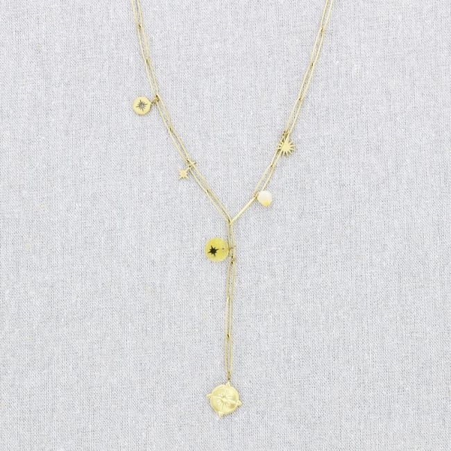 COLLAR ACERO CADENA COLGANTE PIEDRAS 50CM