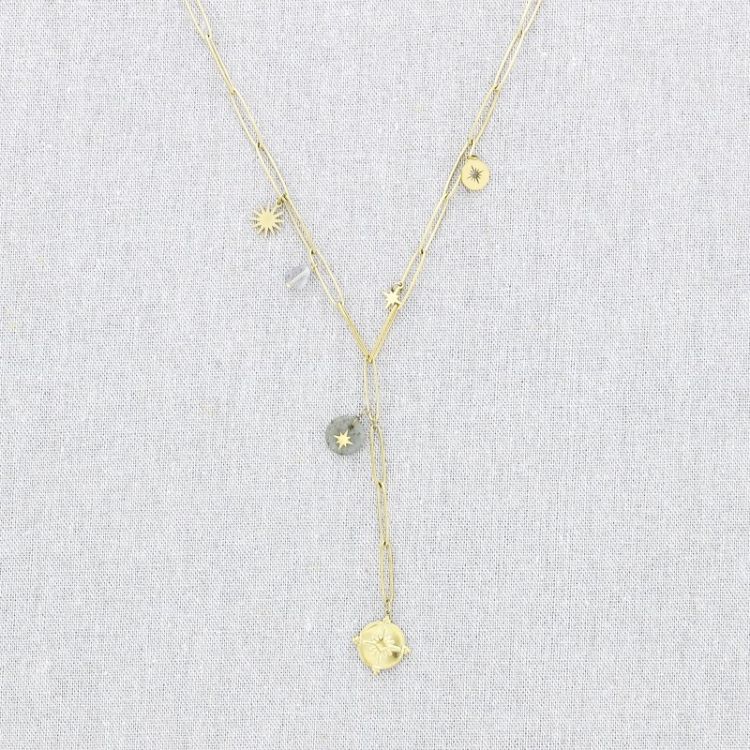 COLLAR ACERO CADENA COLGANTE PIEDRAS 50CM 2