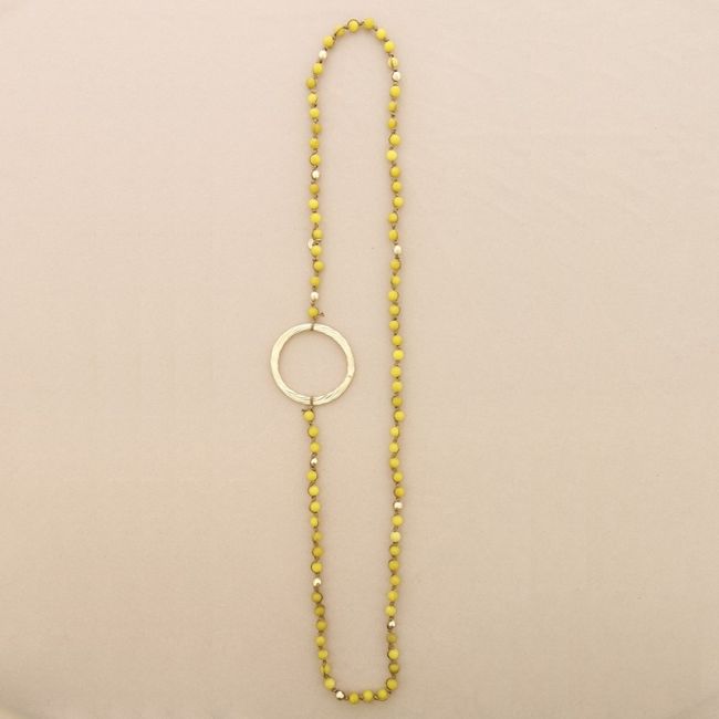 COLLAR LARGO PIEDRAS TRENZADAS ANILLA METAL