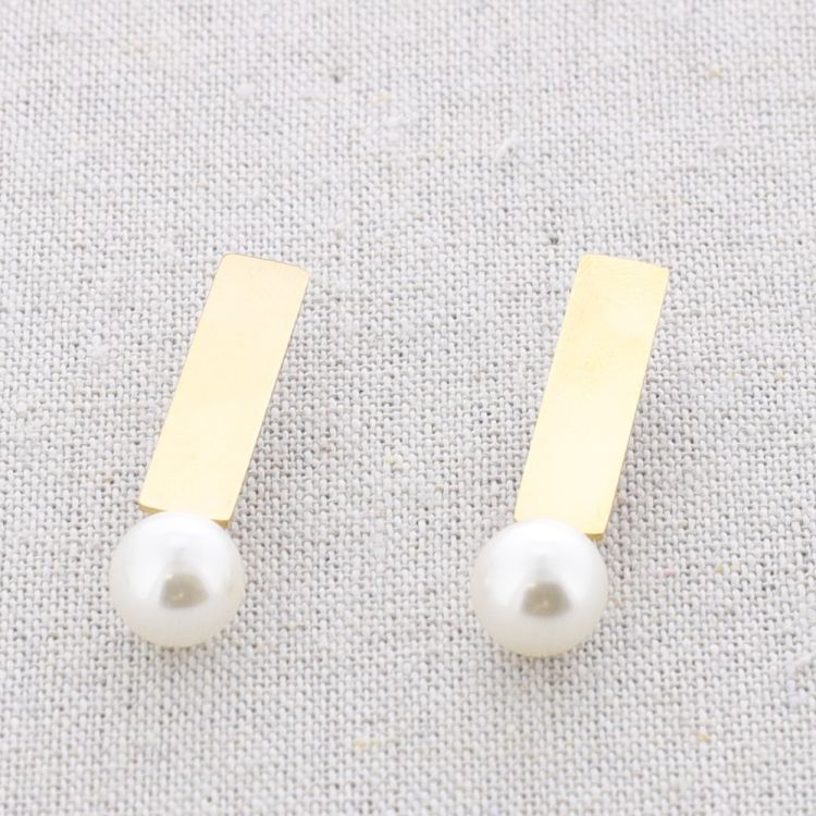 PENDIENTES ACERO COLGANTE PERLA