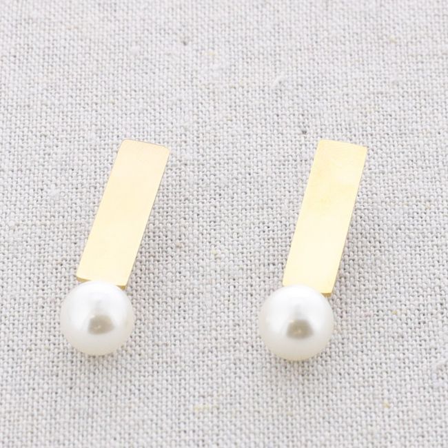 PENDIENTES ACERO COLGANTE PERLA
