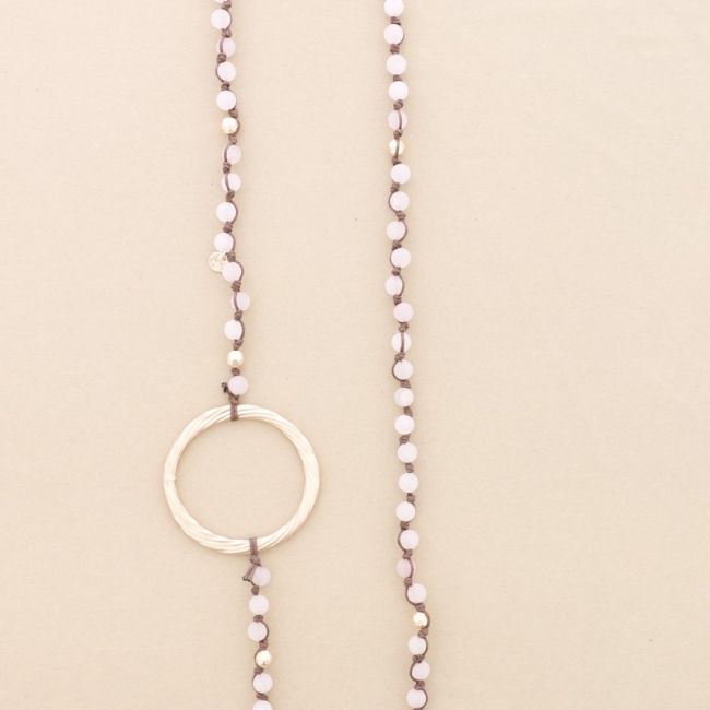 COLLAR LARGO PIEDRAS TRENZADAS ANILLA METAL