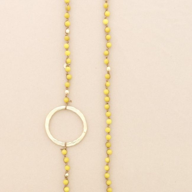 COLLAR LARGO PIEDRAS TRENZADAS ANILLA METAL