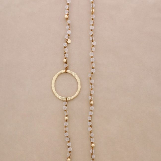 COLLAR LARGO PIEDRAS TRENZADAS ANILLA METAL