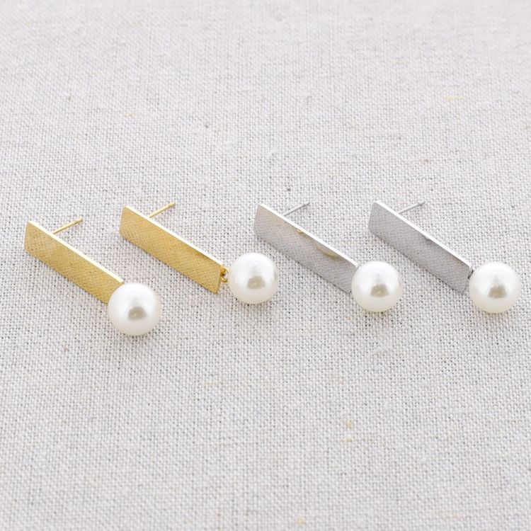PENDIENTES ACERO COLGANTE PERLA 2